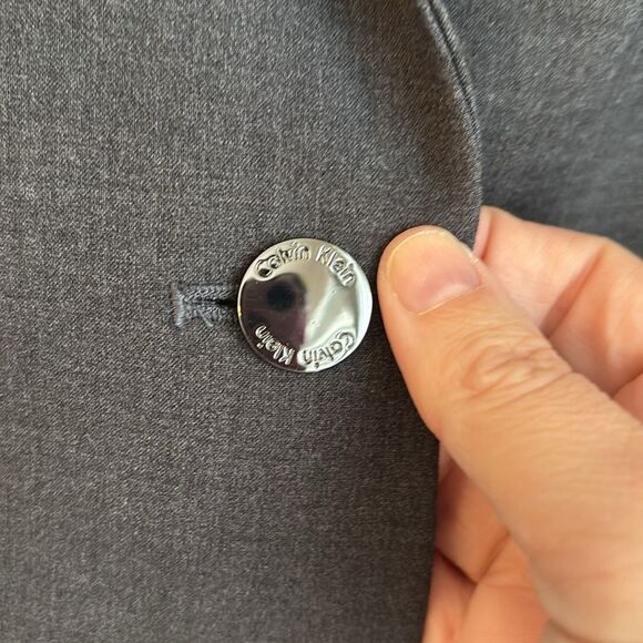 Calvin Klein Women Charcoal gray Blazer suit jacket work professional size 14 - Picture 5 of 11